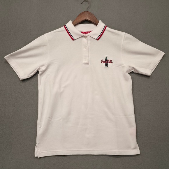 Coca-Cola Womens White Pullover‎ Quarter Button Polo Shirt Size 18W/20W - Picture 1 of 8